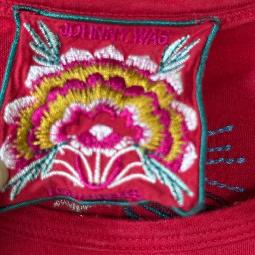 Johnny Was Victoria Red Embroidered pullover shirt size XS - Picture 3 of 11